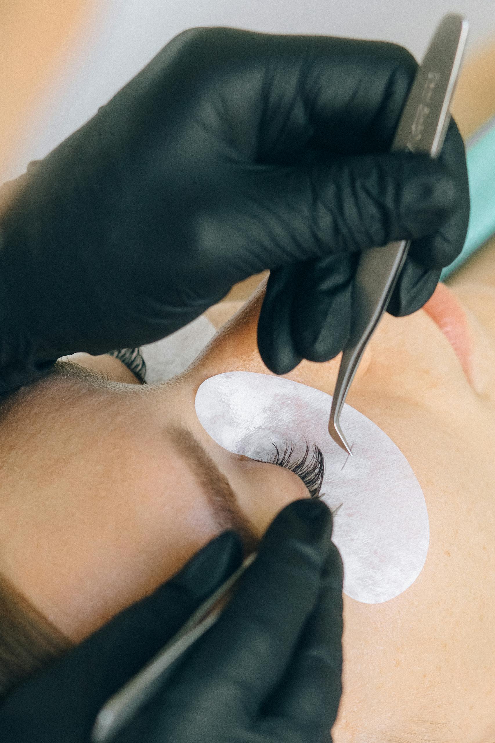 Close-Up Shot of a Person Getting an Eyelash Extensions